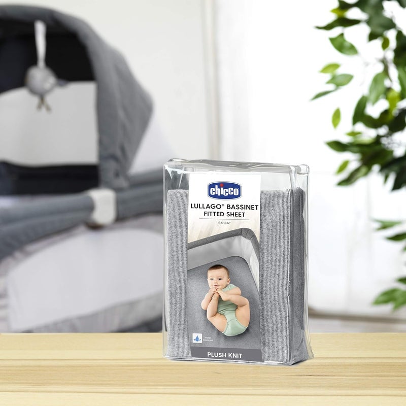 Chicco LullaGo Bassinet Sheet - Soft Stripe Grey - Image 4